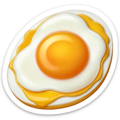 1 fried egg with 45 degree angle on red background color #C4151C without plate or anything under the egg sticker