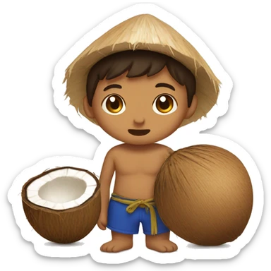 Philipine boy with coconut sticker
