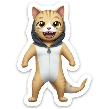 Cat wearing a shark onesie sticker