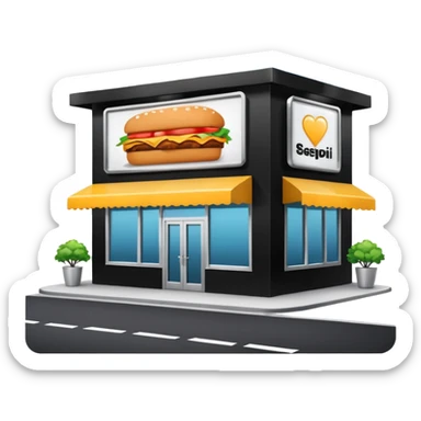 Self-service restaurants building with bilboard sticker
