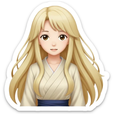 Anime girl with full figure, long hair, tasteful design sticker