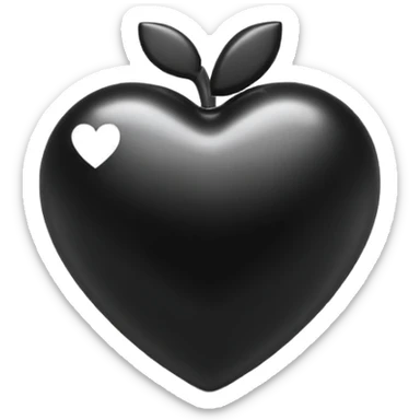 Apple-style 3D emoji of a shiny black heart, smooth and glossy surface, simple and elegant design, no background. sticker
