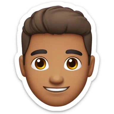 Latino guy, soft brown eyes, eyebrows raise, smirking with a rose blush Cheeks sticker