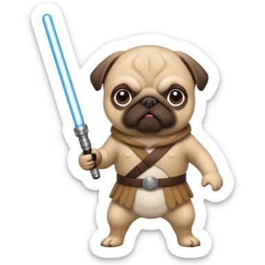 Pug with a light saber  sticker