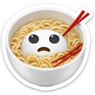 White bowl of ramen with red chopsticks  sticker