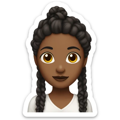 A girl with black eyebrows and locs with brown skin sticker