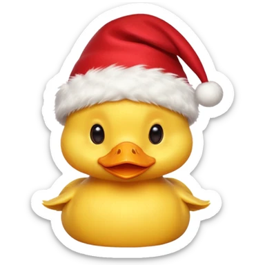 Un patito con gorro navideño sticker