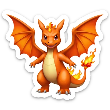 Make me an emote of a Charizard that says fired sticker