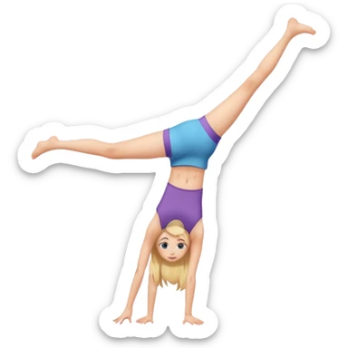 Teenager girl doing handstand  sticker