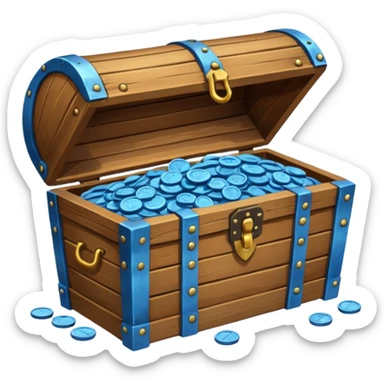 treasure chest of blue coins sticker