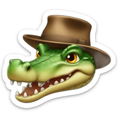 a crocodile with a brown hat sticker