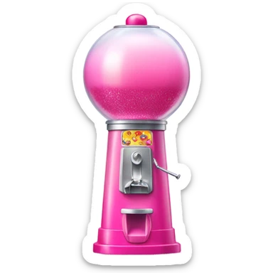 Pink ombre tall round bubblegum machine with glitter  sticker