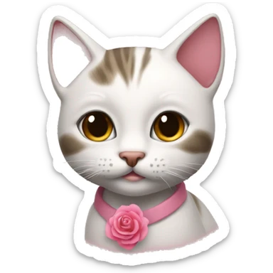 Un gatito con moñito rosa sticker