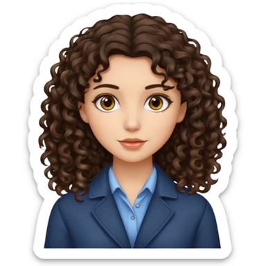 brunette girl with dark curly hair with highlights sticker