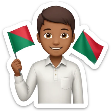 A boy stands with a Bangladeshi flag and greets on the occasion of December 16th. sticker