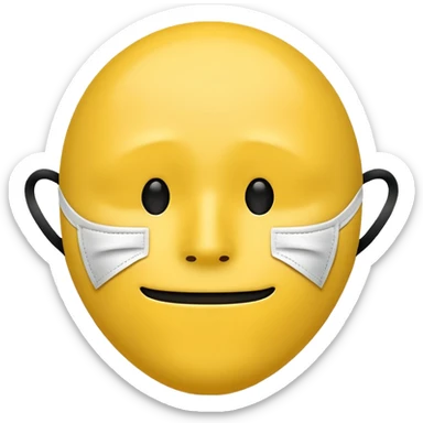 A sad face emoji coverd by a happy face mask sticker