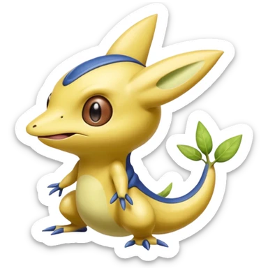 Yellow Brownish Cold Greninja-Chikorita-extraterrestrial sticker