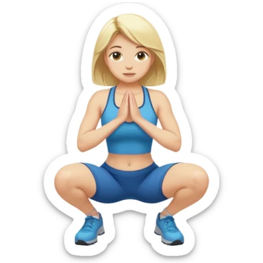 fullbody blonde woman, kneeling in a squat, SFW sticker