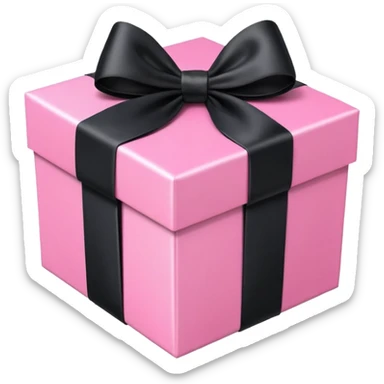 Pink gift box with black bow, realistic  sticker