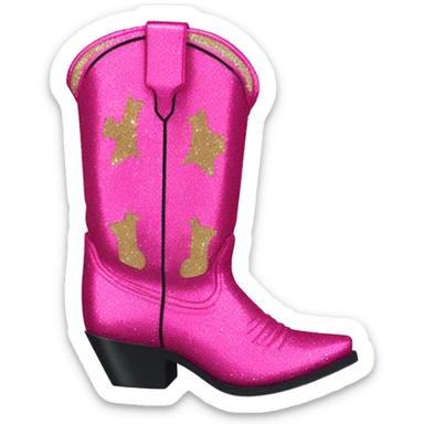 All glitter pink cowboy boots sticker