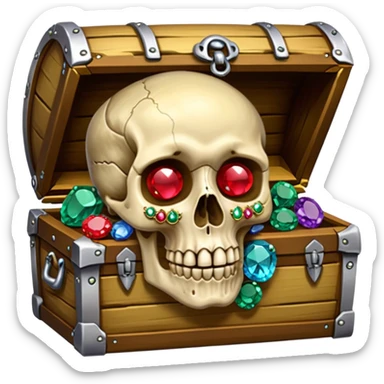 Human skull inlaid with gemstones in jungle treasure sticker