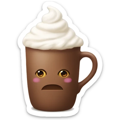 beige mug of hot chocolate with whipped cream and cinnamon sticker