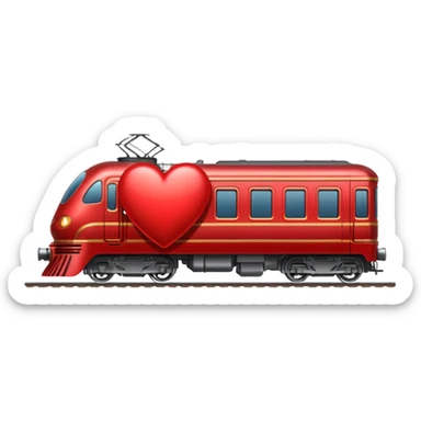 heart with a train motif sticker