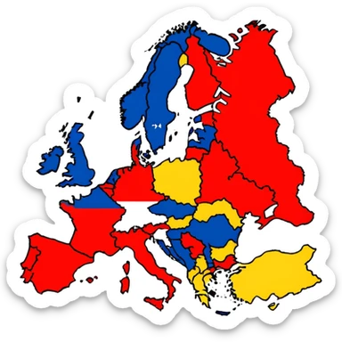 Germania divisa con bandiera US sud-ovest (Monaco, Francoforte), UK nord-ovest (Amburgo, Colonia), URSS est (Berlino Est, Dresda), France sud-ovest (Stoccarda, Friburgo) sticker