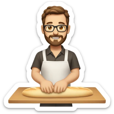 Caucasian Man with brown hair and beard with glasses making bread dough sticker
