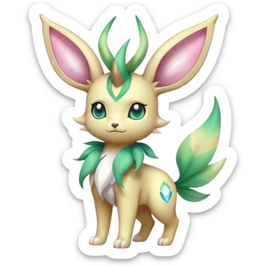 Shiny Cool Sparkly Cute Ethereal Leafeon-Sylveon-Fakemon-hybrid-fusion- full body sticker