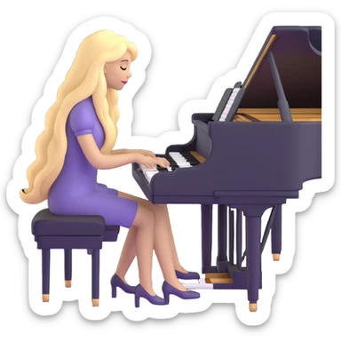 woman with long blonde hair playing the piano sticker
