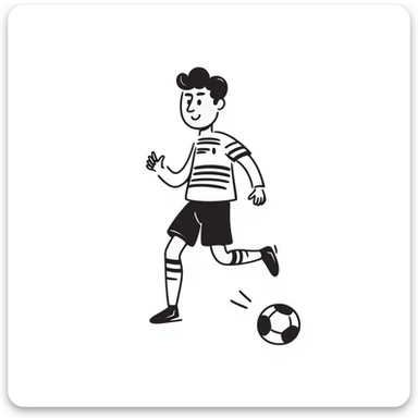 Christiano Ronaldo dribbling a soccer ball, hand-drawn doodle style, expressive lines sticker