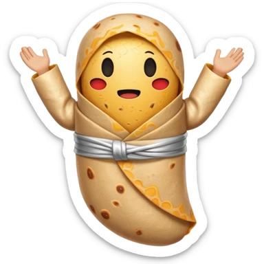A burrito with arms and legs and no face sticker