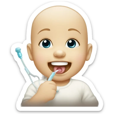 Baby with feeding tube in nose smiling  sticker