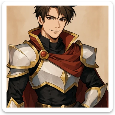 anime style handsome man with light skin in cosplay costume, confident and hot appearance sticker