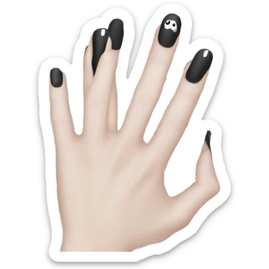Black nails with ghost pattern sticker