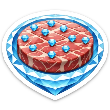 Meat with diamond textur and blue color sticker