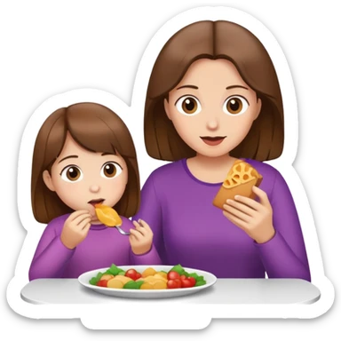 Mutter und Tochter am Essen braune Haare sticker