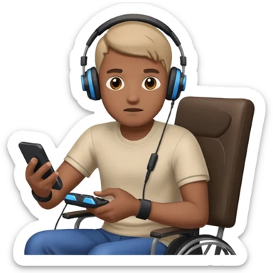 A disabled man playing vidéo game sticker