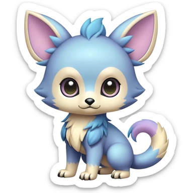 Adorable colorful chibi pastel edgy animal hybrid Fakemon full body, big Eyes sticker