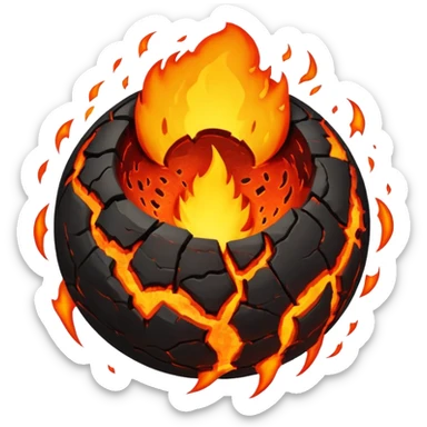 sphere globe planet, surface covered with lava and hole sticker