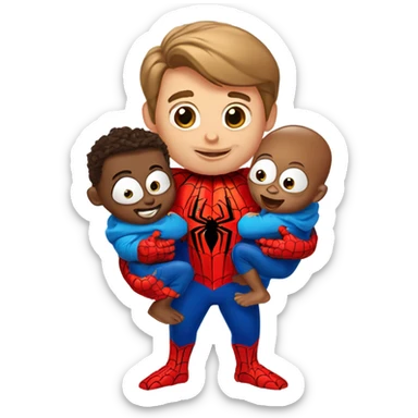 Spider-Man with 2 Spider-Man babies  sticker