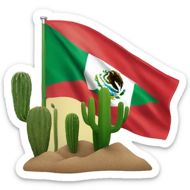 Mexican flag with a cactus behind it sticker