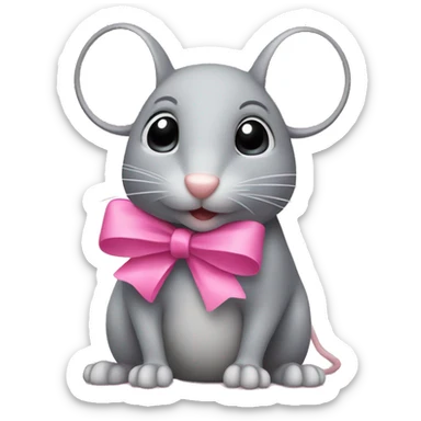 gray mouse with pink bow sticker