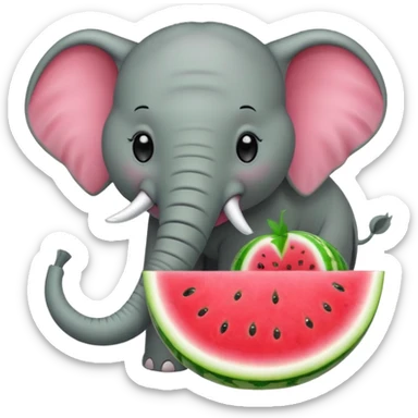 elephant eating watermelon sticker