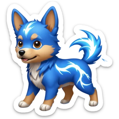 dog with lightning waves sticker