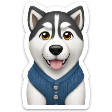 Husky in a sweater vest one brown eye one blue eye sticker