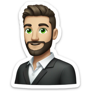 man 27 years old from Bucha dark short stylish haircut with beard Konstantin smokes hookah businessman green eyes sticker