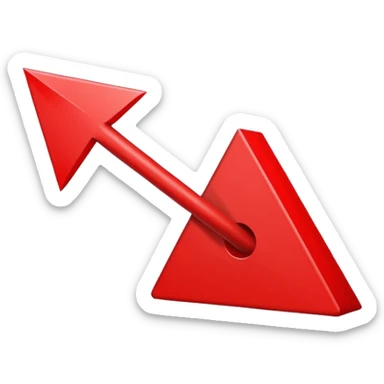 A simple, bold red downward arrow with clean edges, solid fill, and a modern emoji-like style. The arrow points straight down, with a thick shaft and a wide triangular tip. sticker