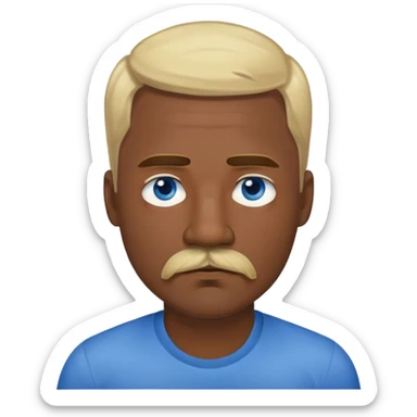 "- Nam
- 40 tuổi
- Da đen
- Tóc vàng 
- Mắt xanh nước biển, có ria
- Mặt buồn
" sticker